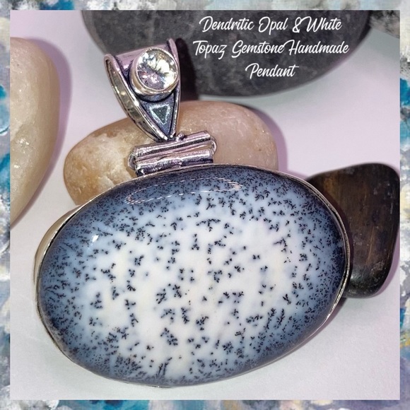 Elegant Dendritic Opal Gemstone Handmade Pendant - Picture 1 of 5